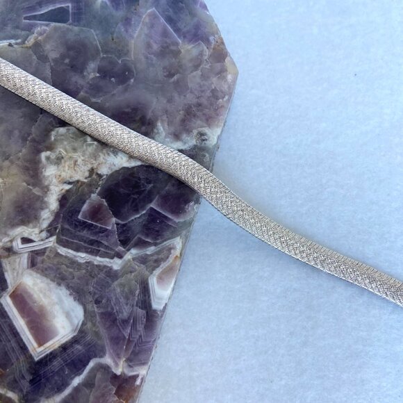 Sterling Silver 925 SU Italy Textured 6.5MM Wide Herringbone Chain Necklace 18" - Picture 13 of 16